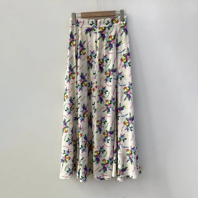 

Zadig Rayon Skirt Women Fashion Elegant Midi Skirts Female Chic Floral Long Skirt Casual Print Half Dress Colourful Wing Print