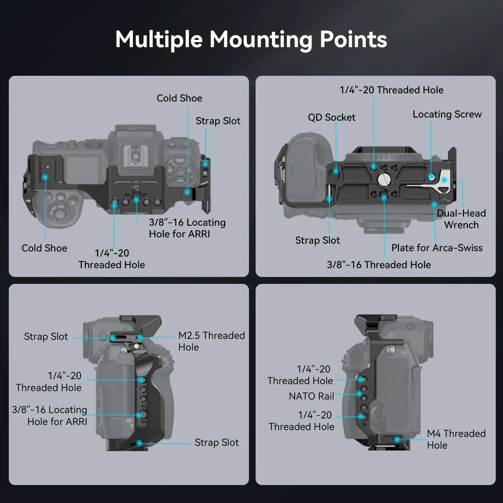 SmallRig 니콘 Z 8 카메라 케이지, Arca-Swiss 새 촬영 상업 촬영용 퀵릴리즈 플레이트 포함-3940
