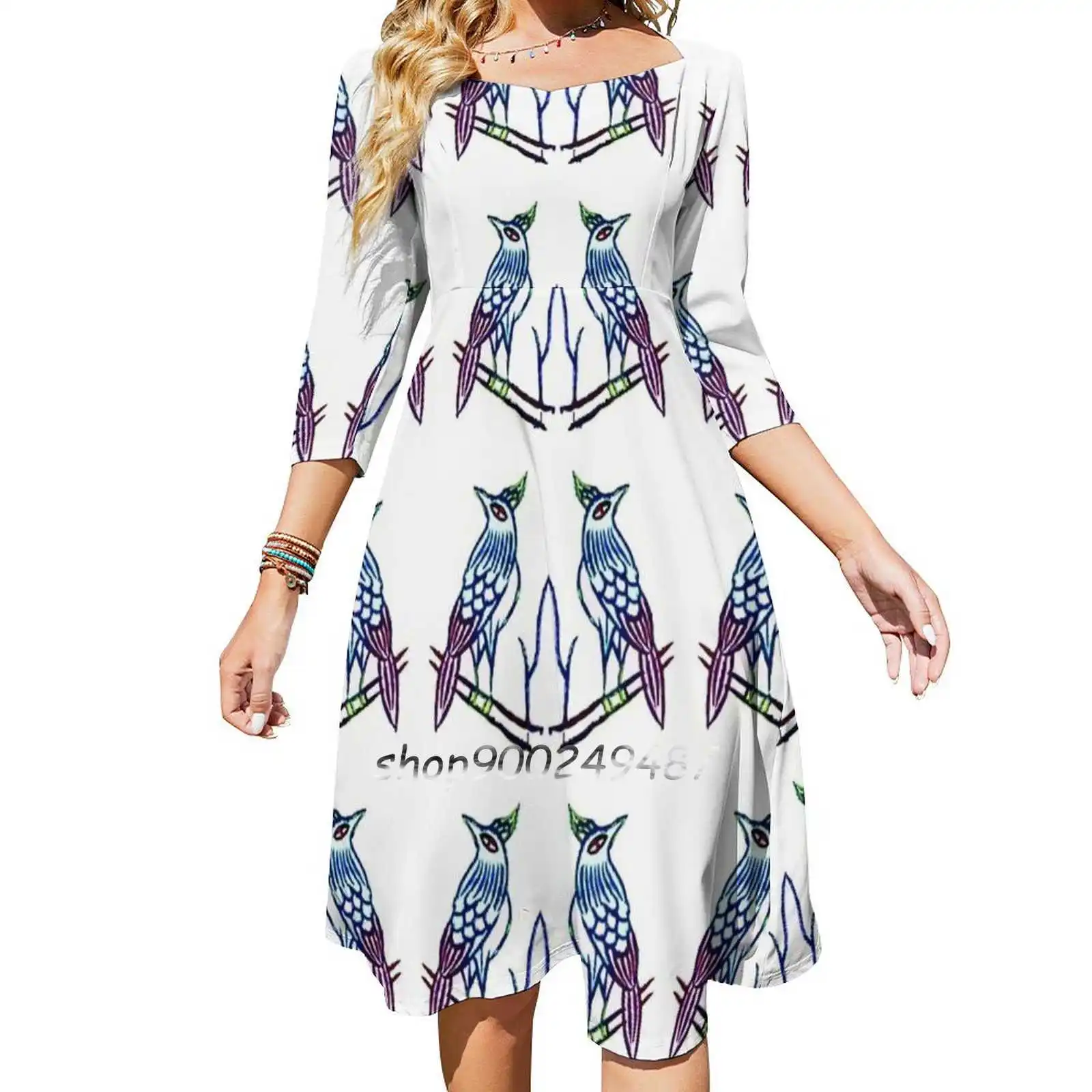 One Bam Bird Evening Party Dresses Midi Sexy Dress Female Sweet One Piece Dress Coreano Mah Jong Mahjongg