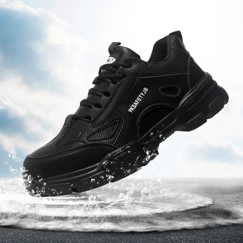 Waliantile Men New Work Safety Shoes For Daily Construction Working Boots Steel Toe Puncture Proof Indestructible Sneakers Male