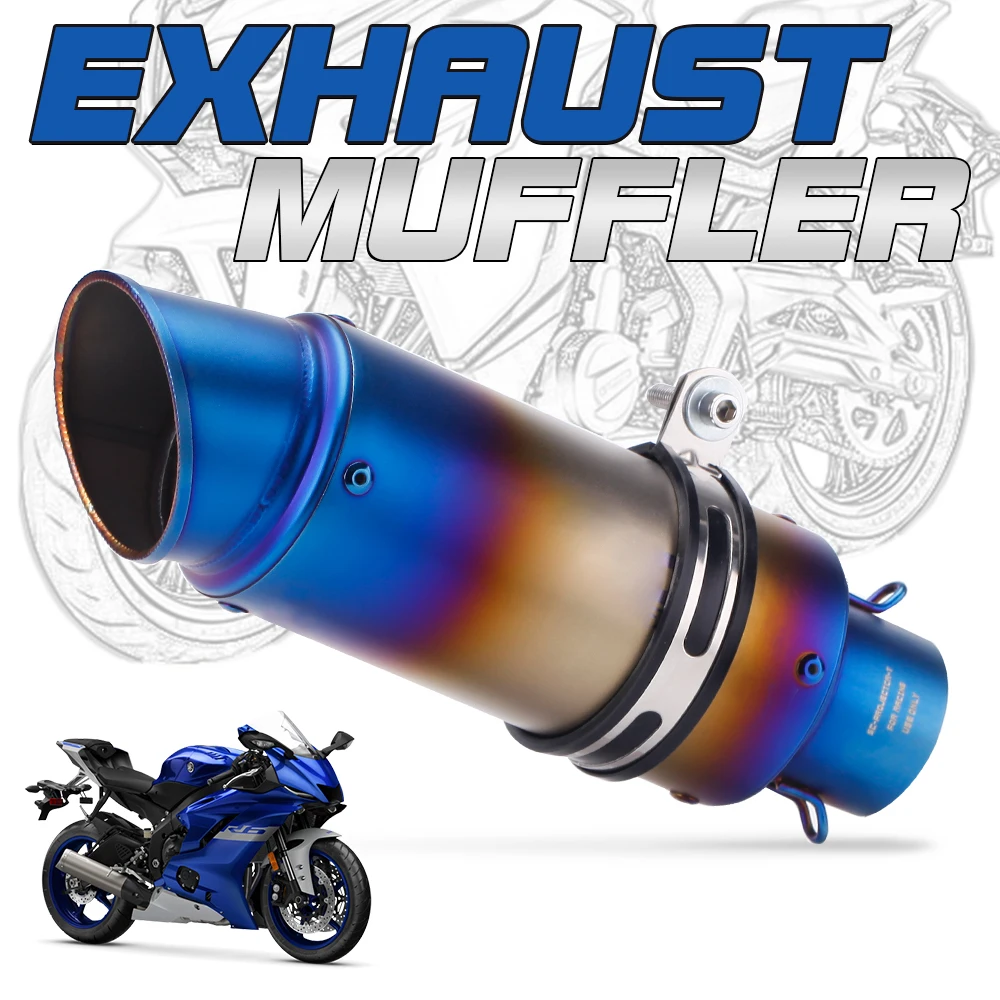 Universal 51Mm 60Mm Motorcycle Exhaust Pipe Project Motocross Escape Moto Muffler For R25 Z750 R3 Mt07 Mt09 With Db Killer