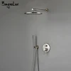 Bagnolux Shower Set Brass Drawing Concealed Wall Hanging Top Head And Hand Curtain Two Functions Hot Cold Mixing Bathroom Faucet 1