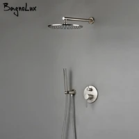 Bagnolux Shower Set Brass Drawing Concealed Wall Hanging Top Head And Hand Curtain Two Functions Hot Cold Mixing Bathroom Faucet 1