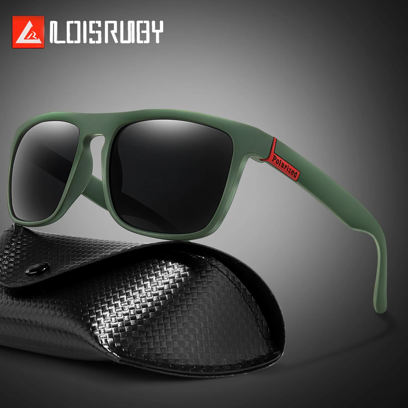 Polarized Cycling Sunglasses Square Frame Mens Hiking Bike Case