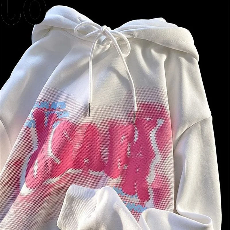 

Hip Hop Vintage Vague Letter Print Hoodie Streetwear Handsome Oversized Sweatshirt Y2K Top Loose Casual Harajuku Couples Clothes