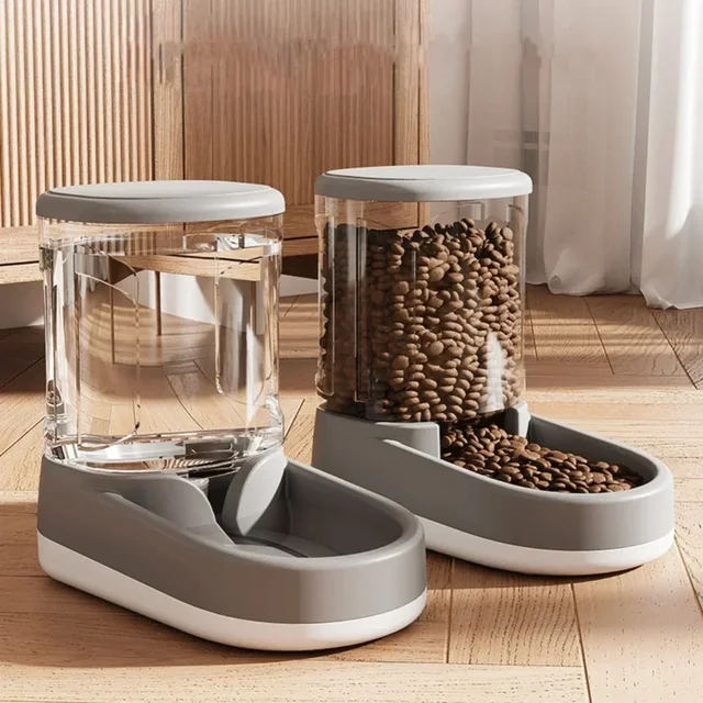Automatic Pet Water & Food Dispenser - Gravity Flow Feeder for Cats & Dogs Automatic Pet Water & Food Dispenser - Gravity Flow Feeder for Cats & Dogs