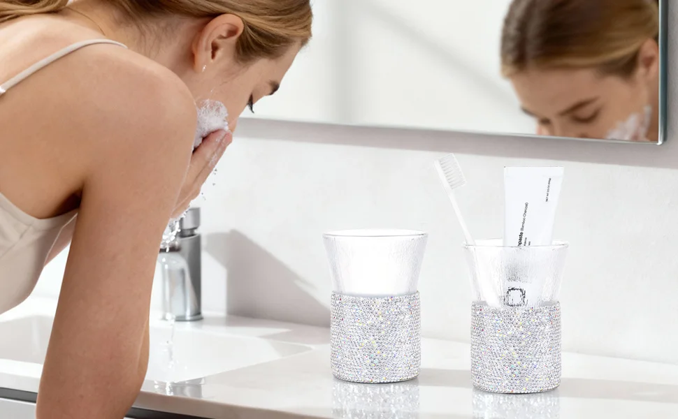 2er Set Zahnputzbecher Aus Glas Für Das Badezimmer_voghion.com