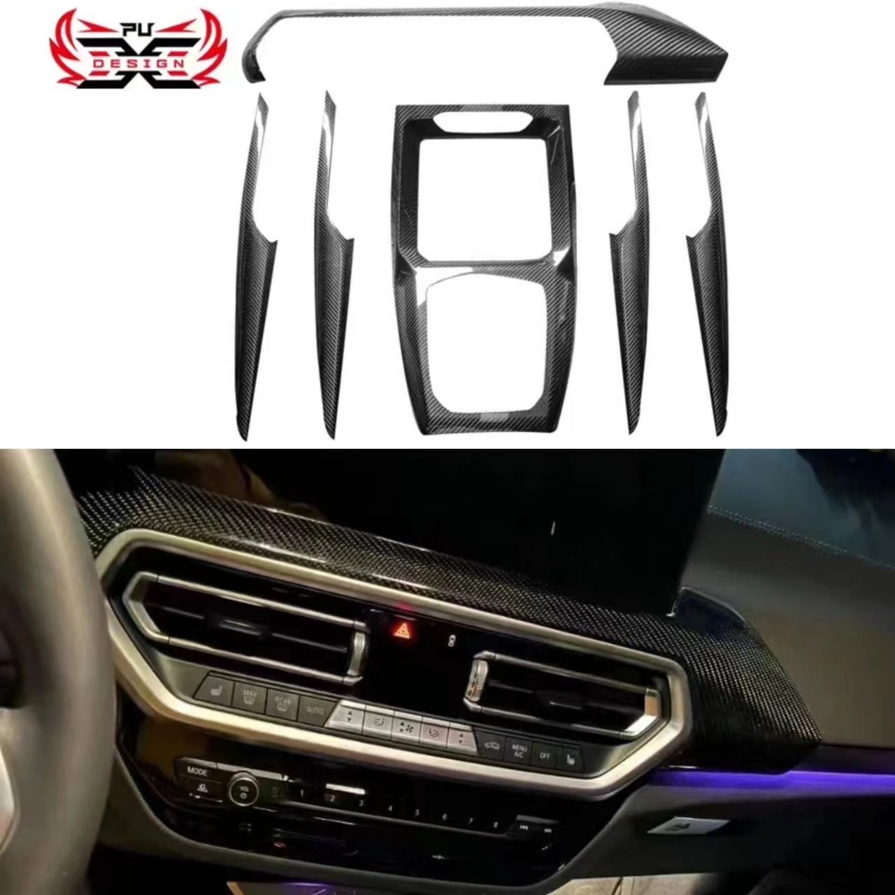 

For BMW X3M X4M Dry Carbon fiber Car Interior Central Control Decoration Cover Frame Moldings Trim Stickers Car Accessories