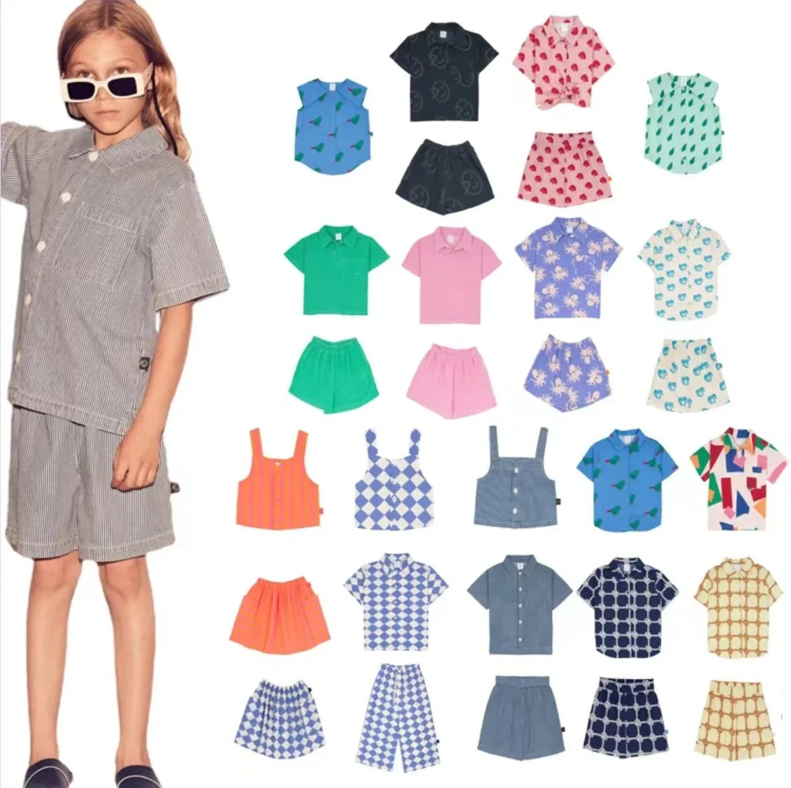 

2024 WYN Spring Summer Kids Girls Boys Children Sets Gilrs Tank top Boys Shorts Children T-shirts In Stock Free postage