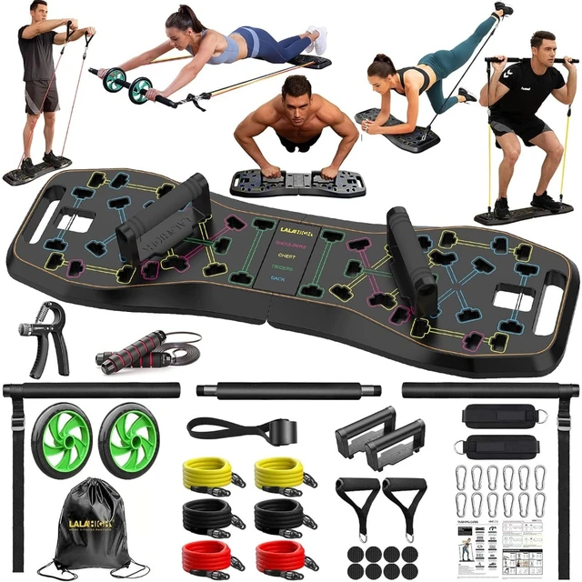 LALAHIGH Portable Home Gym System: Large Compact Push Up Board, Pilates Bar  & 20 Fitness Accessories with Resistance - AliExpress