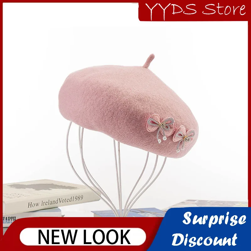 Children's Pearl Decoration Beret Princess Bow Toddler Child Girl Beret Knitted Breathable Art Painter Hat Travel Children's Hat 1 50 alloy crane city engineering vehicle toy simulation dumper mixer truck car model decoration boy child gift