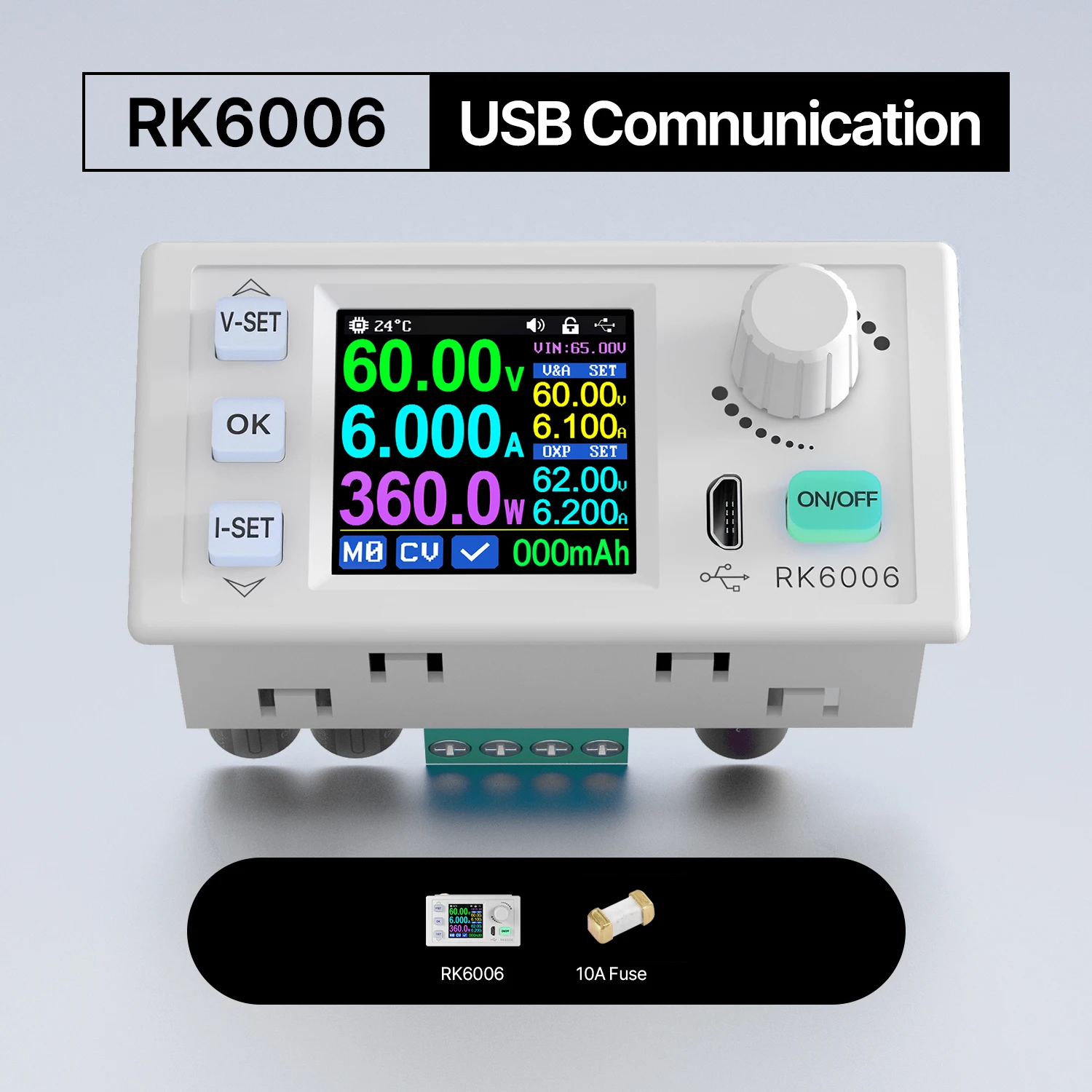 RK6006-BT CNC 직류 조정 전원 공급 장치, DC to DC 스텝 다운 전압 벤치, 4 자리 통신, 60V 6A
