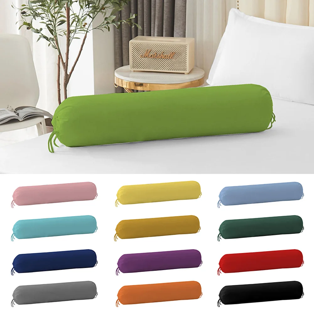 

Pillow Case Long Pillow Cover Summer Thin Comfort Pillow Case Neck Bolster Headrest Cushion Cover Solid Color Round Pillowslip
