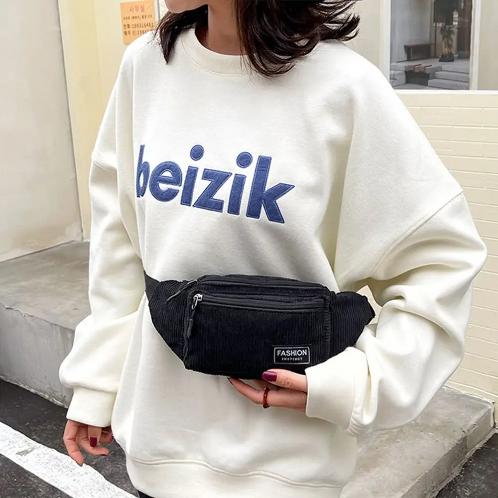 Corduroy Women's Waist Bag Small Canvas Ladies Shoulder Crossbody Bags for Women Fanny Pack Fashion Phone Female Chest Bag 2
