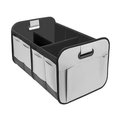 Foldable Oxford Trunk Organizer with Reinforced Handles and Adjustable Multi - Compartment Storage (GREY)