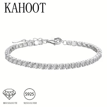 925 Sterling Silver 4.4 Carat Moissanite Adjustable Tennis Bracelet Fashion Temperament Design Light Luxury Ladies