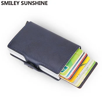 Top Quality Rfid Wallet Men Money Bag Mini Purse Male Aluminium Card Wallet Small Clutch Leather Wallet Thin Purse Carteras 2021 1