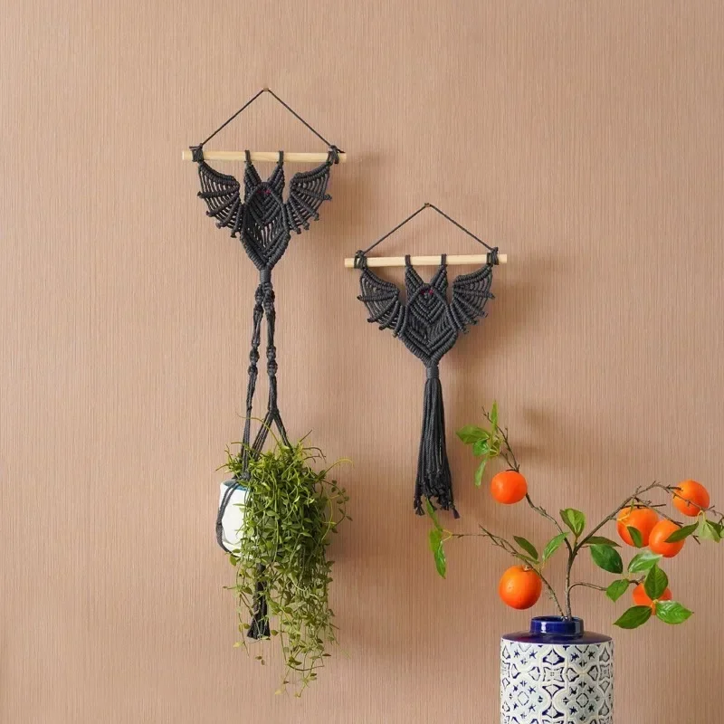Plant Hanging Basket Children's Room Tapestry Home Bedroom Decoration Creative Hand Woven Tapestry Plant Net
