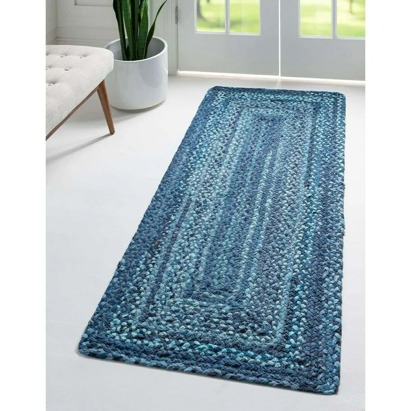 

Carpet and Rug 100% Natural Jute and Cotton Braided Style Runner Rug Rustic Look Handmade Rug