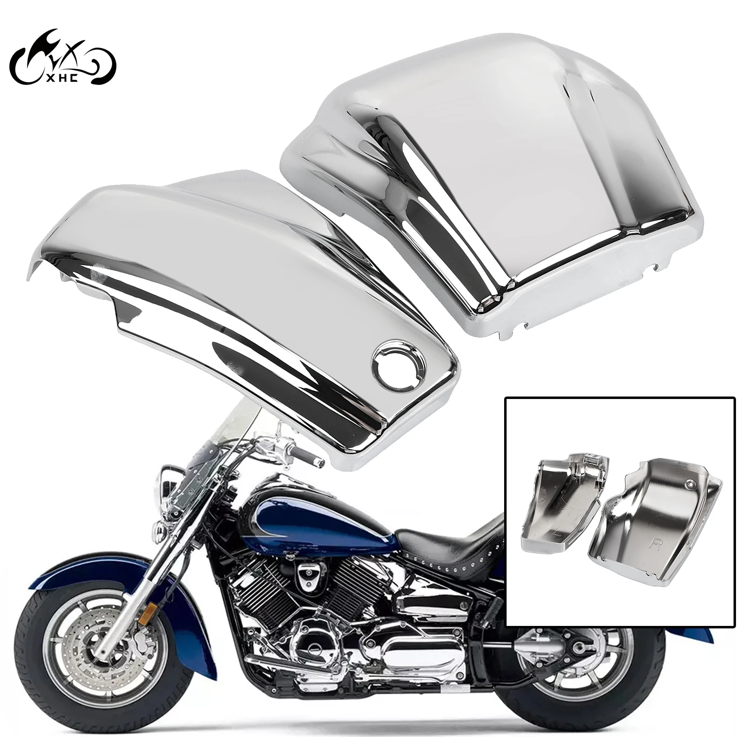 Motorcycle Chrome Battery Side Cover Fairing Guard Cowl Fit Yamaha V Star 1100 XVS1100A Classic /XVS1100 99-11 motorcycle battery