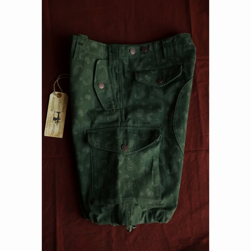

BOB DONG M-65 Paisley Cargo Shorts Summer Men's HBT Printed Graphic Vintage Military Casual Pants