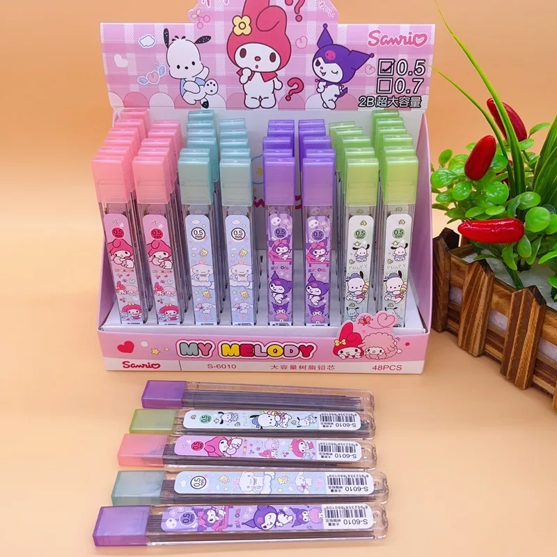 

Набор механических карандашей Sanrio, 48 шт./коробка, сменные свинцовые пропеллерные карандаши, канцелярские принадлежности, оптовая продажа