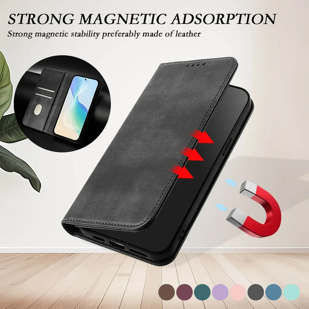 Premium RFID Leather Wallet Flip Case with Magnetic Closure