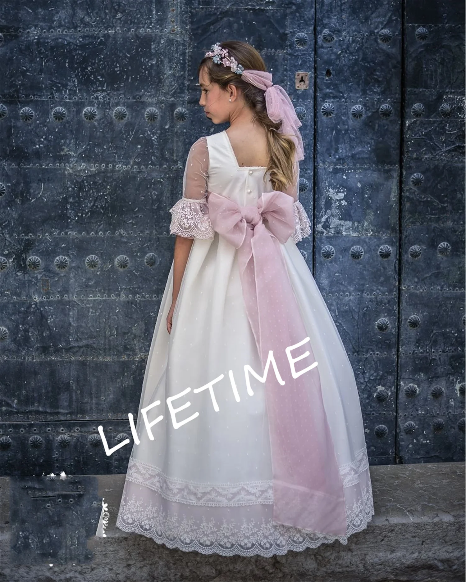 Vestidos largos de encaje y chiffon con tirantes finos Esmeralda Tallas Grandes
