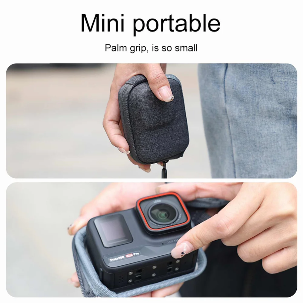 UURIG 액션 카메라 보관 가방, 미니 운반 케이스, 렌즈 보비 보호, Insta 360 Ace/Ace Pro GoPro 12 11 10 9/8 액세서리