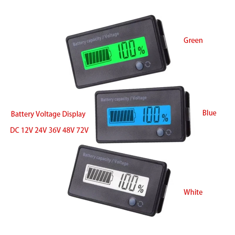 DC12V-72V 배터리 용량 전압 표시기(알람 기능 포함), 배터리 용량 게이지 표시기, 배터리 미터 모니터