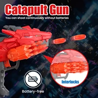 Dinosaur Soft Bullet Gun Saucer Ejection Unpowered Catapult Gun Outdoor Shooting Competition Game Kid Interactive Toy Party Gift 2