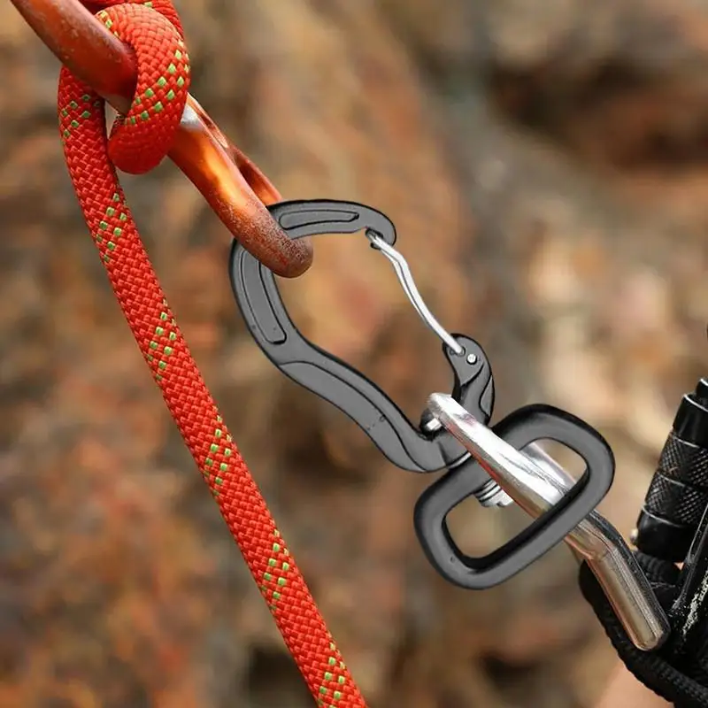 1pc Aluminum Black Red Rotating Swivel Snap Hook Buckle For Weave Paracord Lanyard Backpack Webbing Carabiner Random Color