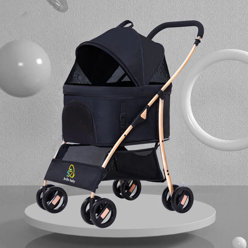 

Pet Supplies Outside Portable Large Dog Stroller with Removable Carriage Pet Stroller Pet Trolley with Detachable Basket
