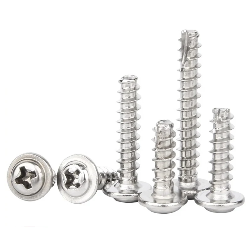 304 Stainless Steel Round Head Cushion Tapping Screw Phillips Head Tail cutting Screws Round Head Cross Break End Fasteners M1.7