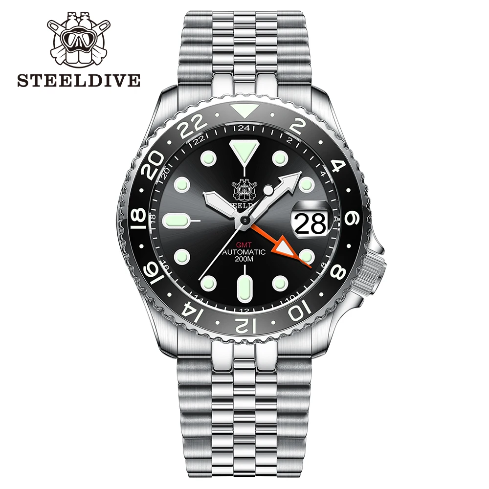 

STEELDIVE SD1994 GMT Mechanical Watch Ceramic Bezel NH34 Movement Swiss Super Luminous 200M Waterproof Luxury Dive Wristwatches