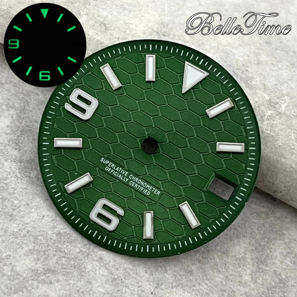 Honeycomb Green Luminous Dial for Watch Modification - 28.5mm