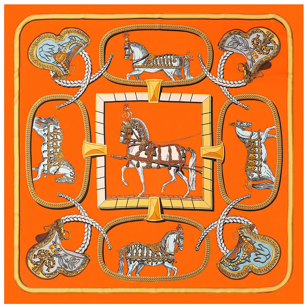 

Женский шёлковый шарф с принтом, 130x130 см