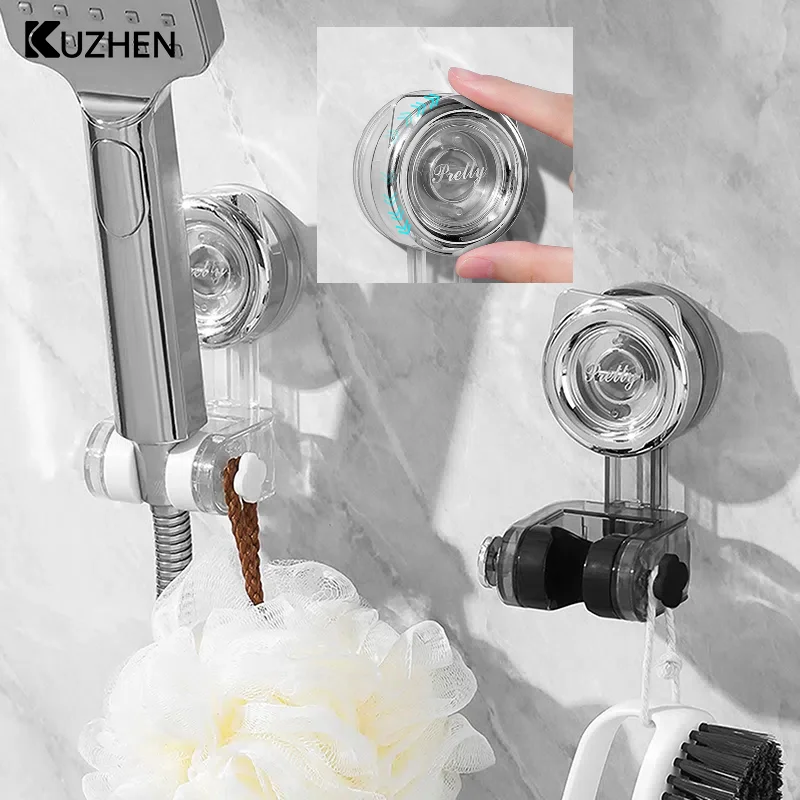 Punch free Adjustable Nozzle Shower Stand Powerful Suction Cup Hooks Vacuum Heavy Duty Shower Hooks Reusable Hook