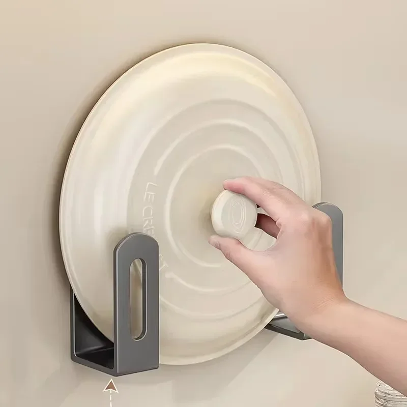 2pcs/Set Wall Mounted Pot Lid Rack Organizer - Kitchen Storage Shelf for Pot Covers Cutting Boards & Sponges - Storage Holder