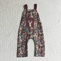Boutique Baby Boy Deer Tree Sleeveless Toddler Pocket Romper Newborn Infant Children Snap Button Kids Jumpsuit 1