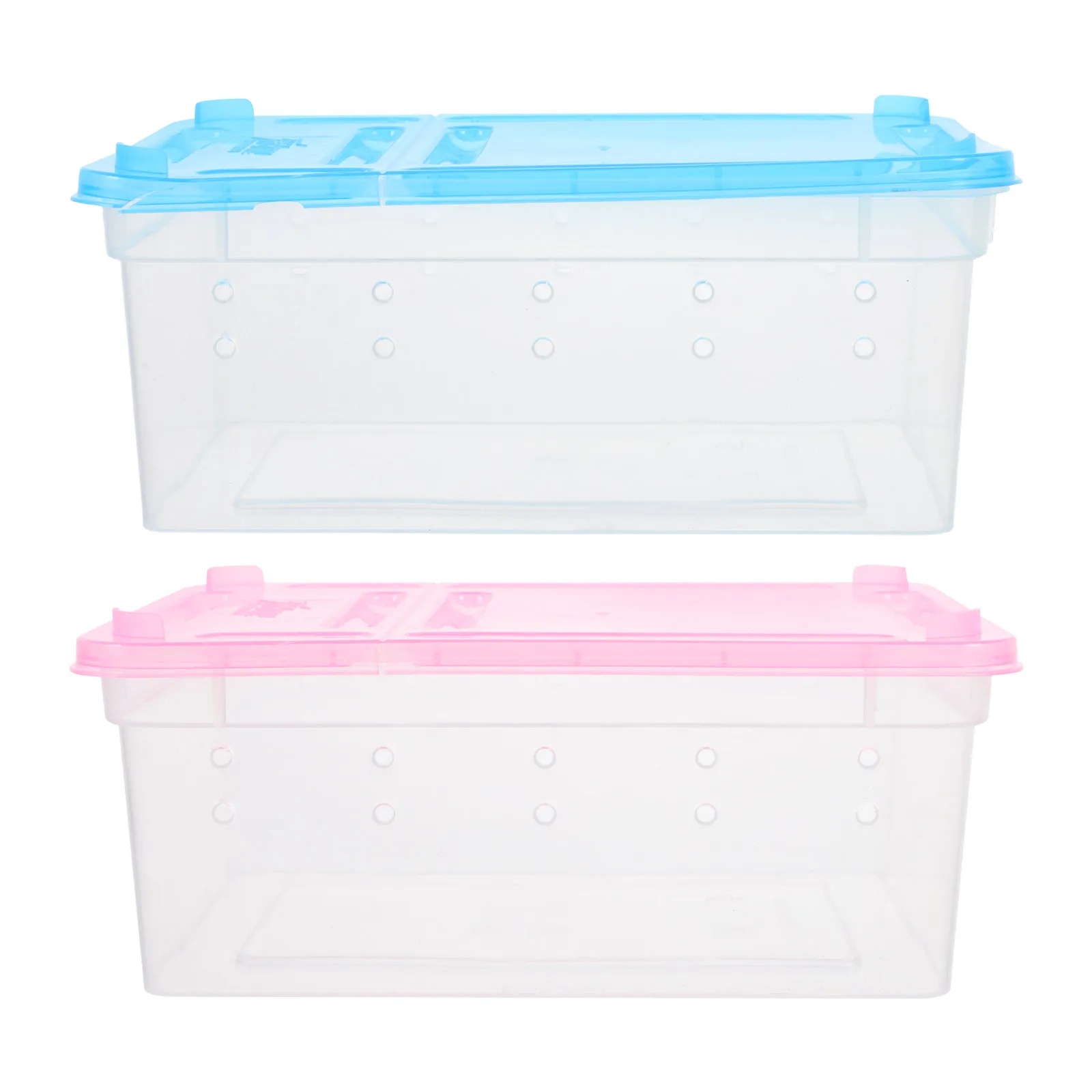 2Pcs 누에, 파충류, 게코, 딱정벌레, 점핑 거미를 위한 투명 플라스틱 먹이통, 통풍이 잘되는 휴대용