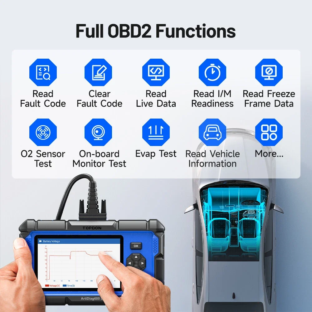 TOPDON ArtiDiag600S 4 Systems OBD2 Scanner Car Diagnostic Tool Automotive ABS SRS TPMS Engine Test Auto Repair Mechanical Tool