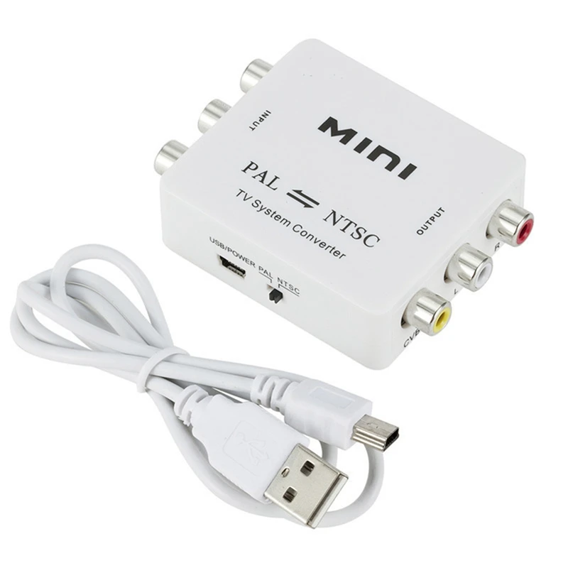 

1 PCS Mini PAL NTSC Bi-Direction TV System Converter Switcher White ABS PAL To NTSC NTSC To PAL Dual-Way TV Composite Connection