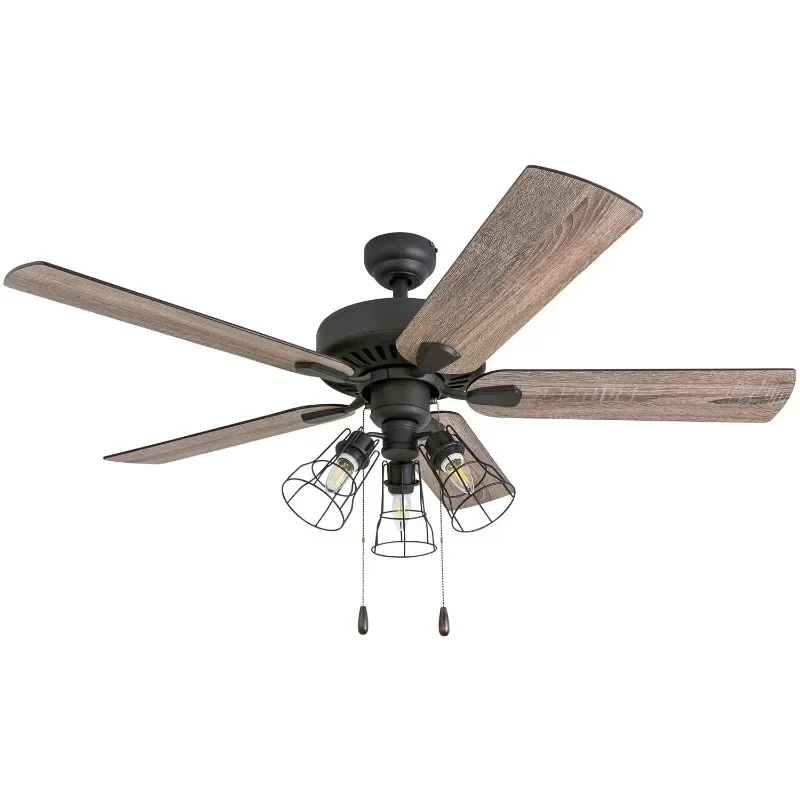 

Bronze Farmhouse Ceiling Fan with 5 Blades, 3 Arm Cage Light Kit, Pull Chains & Reverse Airflow you deserve it