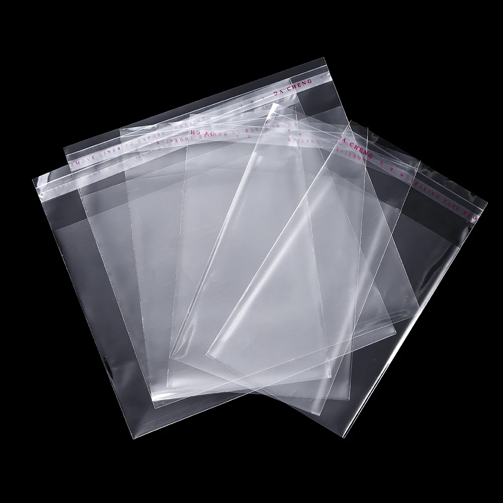 100Pcs Multiple Size Plastic Packaging Bags Self-adhesive Plastic Bag Ziplock Bag Jewelry Food Storage Bag Kitchen Package Bag