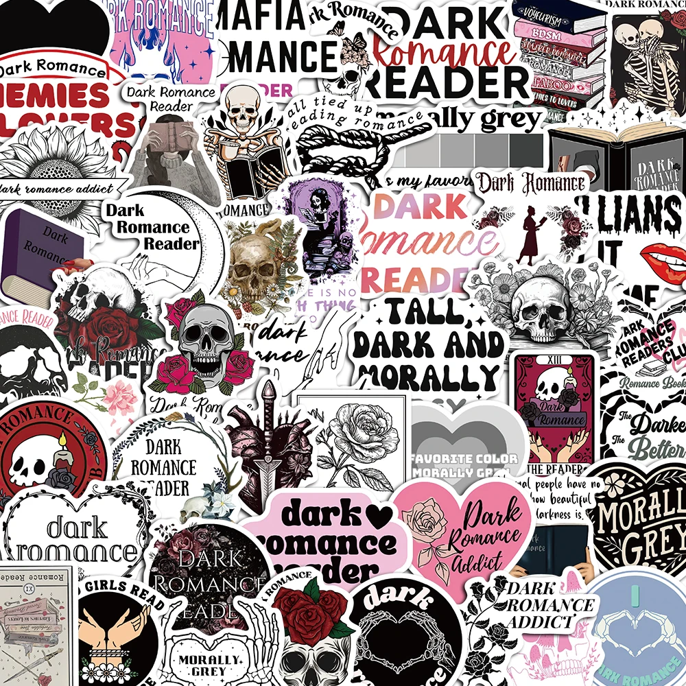 10/50PCS Dark Romance Reader Skeleton Stickers Pack DIY Skateboard Motorcycle Suitcase Stationery Decals Decor Phone Laptop Toys ugreen usb c hub 7 in 1 multi ports hub fast speed phone laptop type c usb docking station to tf sd card reader