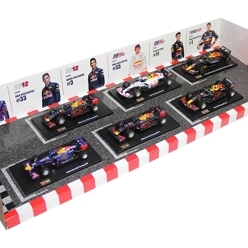 Bburago 6in1 Set 1:43 F1 Infiniti Red Bull RB9 #1 Vettel RB12 #3 Ricciardo #33 Verstappen RB18 Diecast Model Car Formula Gifts