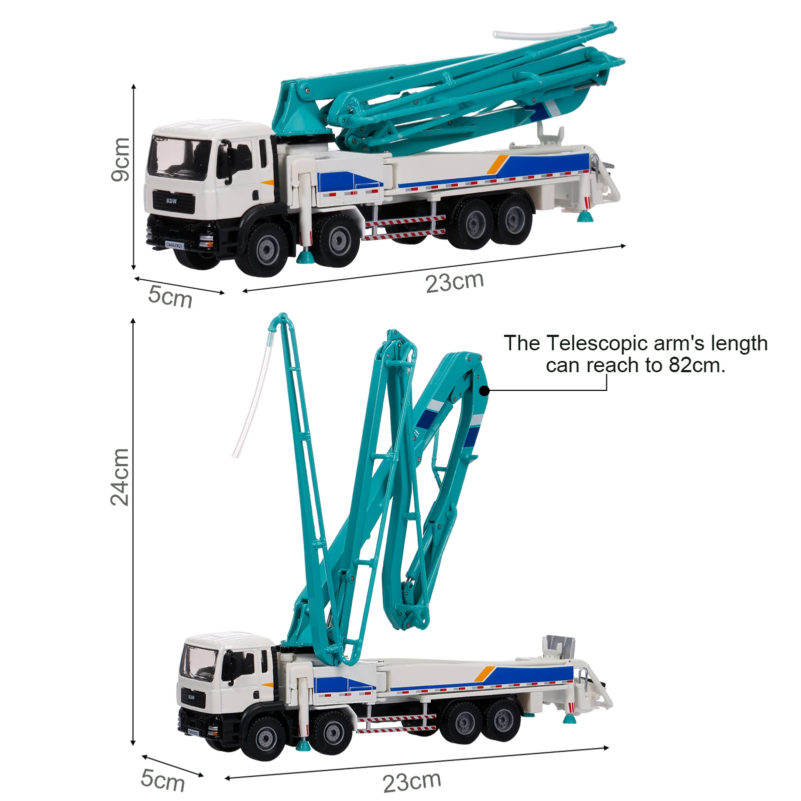 1:55 Alloy Car Truck Model Concrete Pump Truck Adult Metal Ornaments Children's Christmas New Year Gift Toys Concrete Pump Truck 5