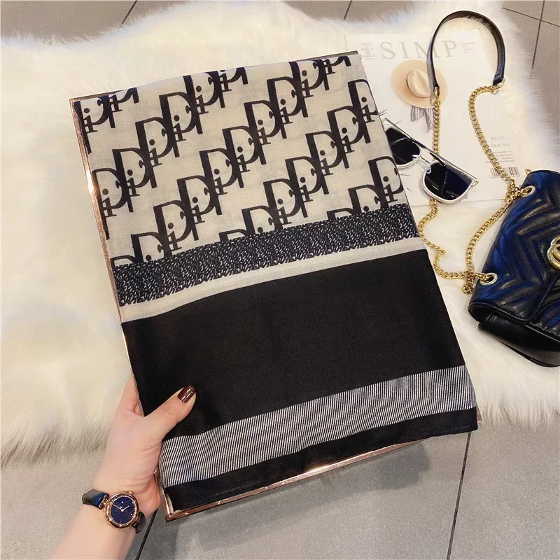 

Fashion Luxury women scarves soft Letters printed silk Oversized Silk Scarf Temperament Thin Section Sunscreen Shawl Écharpes