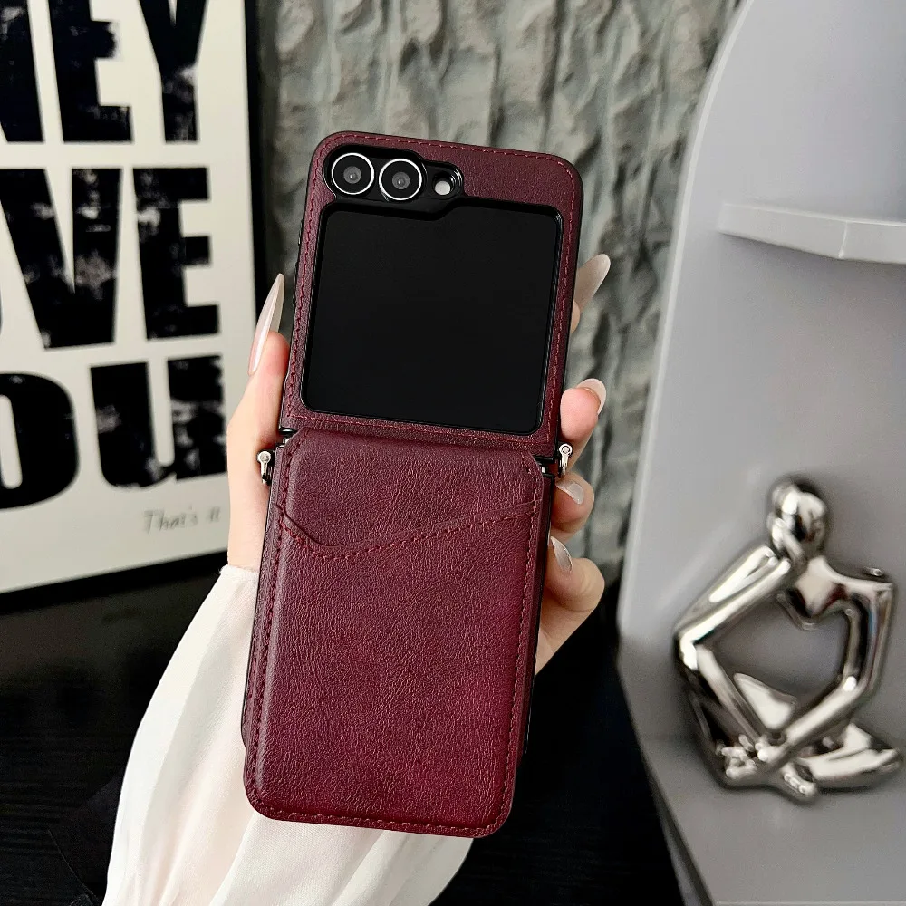 Vintage Cowhide Leather Wallet Phone Case with Card Slot Holder